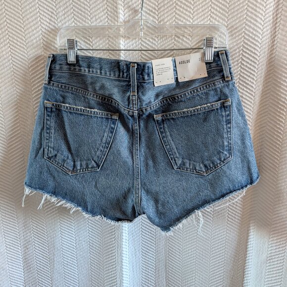 NWT Agolde Parker Denim Shorts Low Key Wash Size 27 Blue Jean Shorts cutoffs - Picture 2 of 11